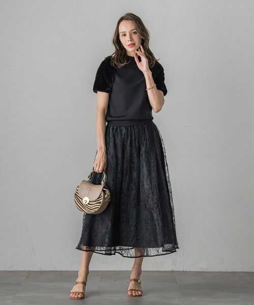 Viaggio Blu / ビアッジョブルー ミニ・ひざ丈スカート | フェザーフラワースカート≪洗濯機で洗える≫ | 詳細13