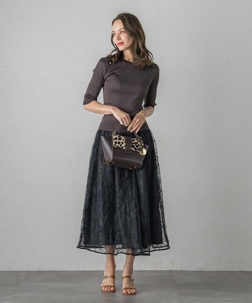 Viaggio Blu / ビアッジョブルー ミニ・ひざ丈スカート | フェザーフラワースカート≪洗濯機で洗える≫ | 詳細14