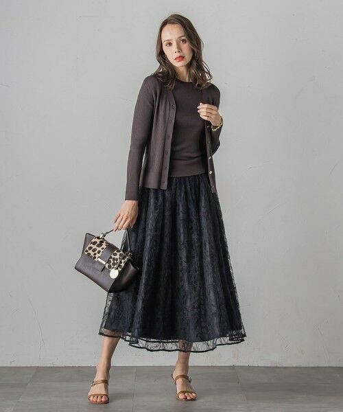 Viaggio Blu / ビアッジョブルー ミニ・ひざ丈スカート | フェザーフラワースカート≪洗濯機で洗える≫ | 詳細15