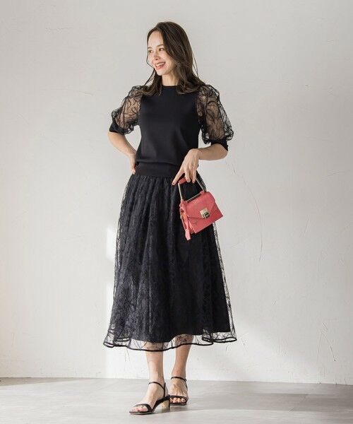 Viaggio Blu / ビアッジョブルー ミニ・ひざ丈スカート | フェザーフラワースカート≪洗濯機で洗える≫ | 詳細2