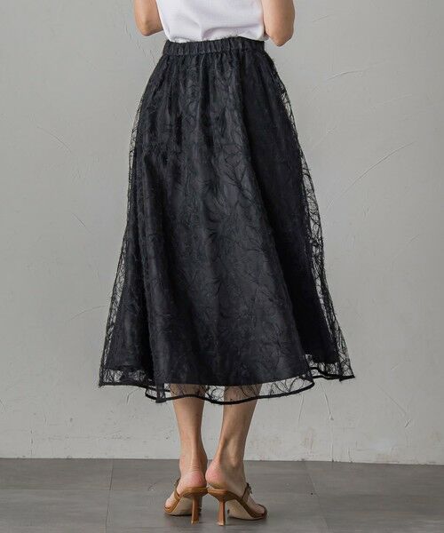 Viaggio Blu / ビアッジョブルー ミニ・ひざ丈スカート | フェザーフラワースカート≪洗濯機で洗える≫ | 詳細6