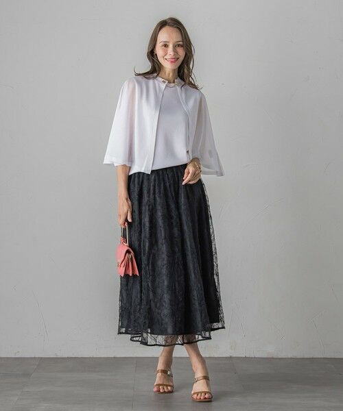 Viaggio Blu / ビアッジョブルー ミニ・ひざ丈スカート | フェザーフラワースカート≪洗濯機で洗える≫ | 詳細7