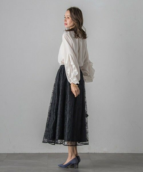 Viaggio Blu / ビアッジョブルー ミニ・ひざ丈スカート | フェザーフラワースカート≪洗濯機で洗える≫ | 詳細9