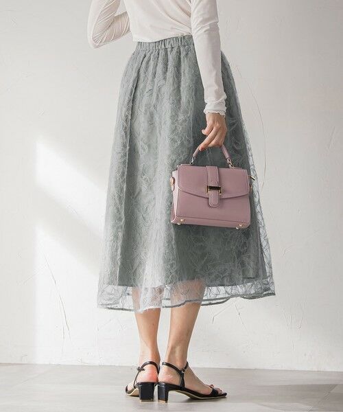 Viaggio Blu / ビアッジョブルー ミニ・ひざ丈スカート | フェザーフラワースカート≪洗濯機で洗える≫ | 詳細18