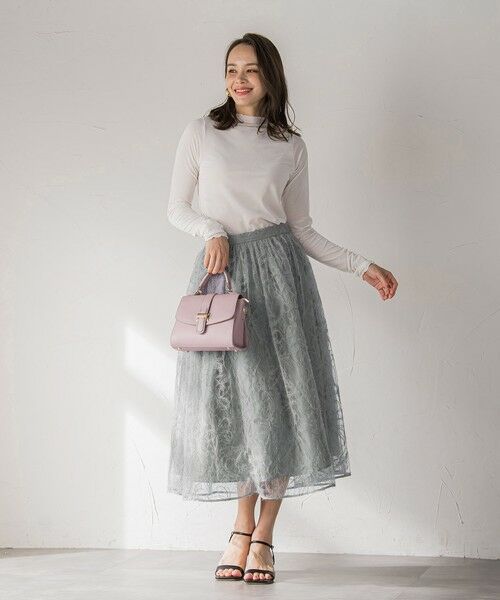 Viaggio Blu / ビアッジョブルー ミニ・ひざ丈スカート | フェザーフラワースカート≪洗濯機で洗える≫ | 詳細20