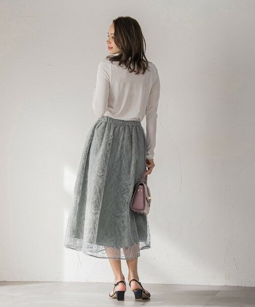 Viaggio Blu / ビアッジョブルー ミニ・ひざ丈スカート | フェザーフラワースカート≪洗濯機で洗える≫ | 詳細22