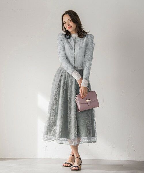 Viaggio Blu / ビアッジョブルー ミニ・ひざ丈スカート | フェザーフラワースカート≪洗濯機で洗える≫ | 詳細23