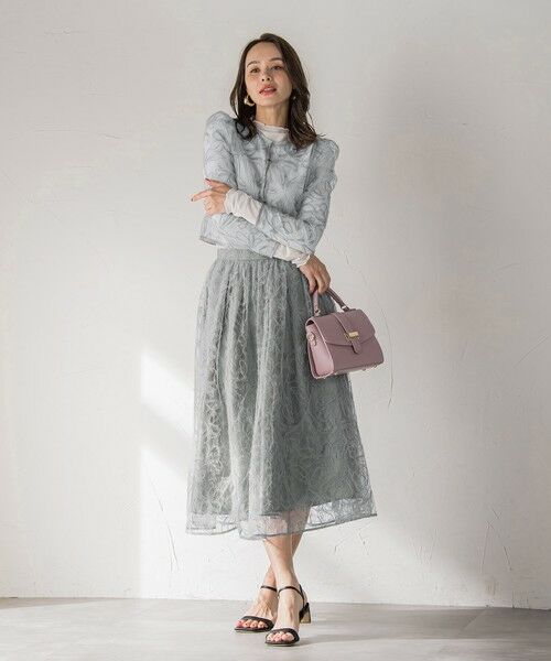 Viaggio Blu / ビアッジョブルー ミニ・ひざ丈スカート | フェザーフラワースカート≪洗濯機で洗える≫ | 詳細24