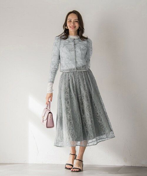 Viaggio Blu / ビアッジョブルー ミニ・ひざ丈スカート | フェザーフラワースカート≪洗濯機で洗える≫ | 詳細25