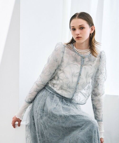 Viaggio Blu / ビアッジョブルー ミニ・ひざ丈スカート | フェザーフラワースカート≪洗濯機で洗える≫ | 詳細28