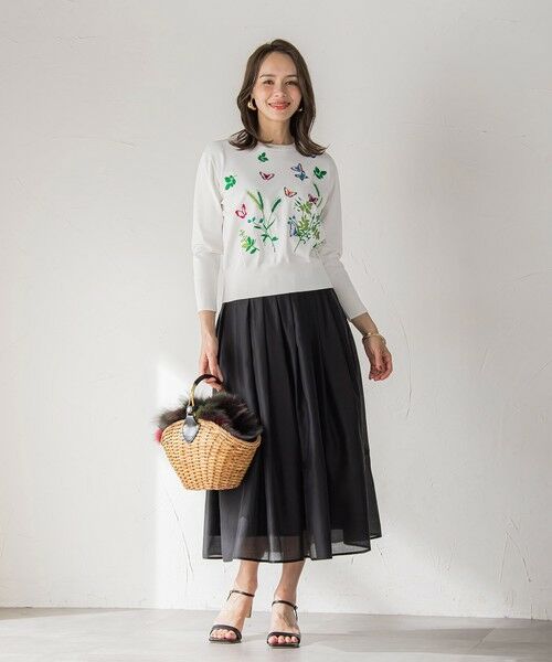 Viaggio Blu / ビアッジョブルー ミニ・ひざ丈スカート | ナチュラルオーガンジースカート | 詳細4