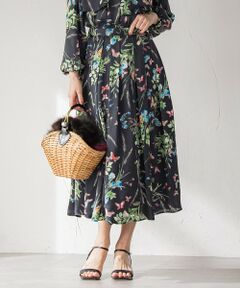 Viaggio Blu / ビアッジョブルー ミニ・ひざ丈スカート | バタフライプリントスカート≪洗濯機で洗える≫