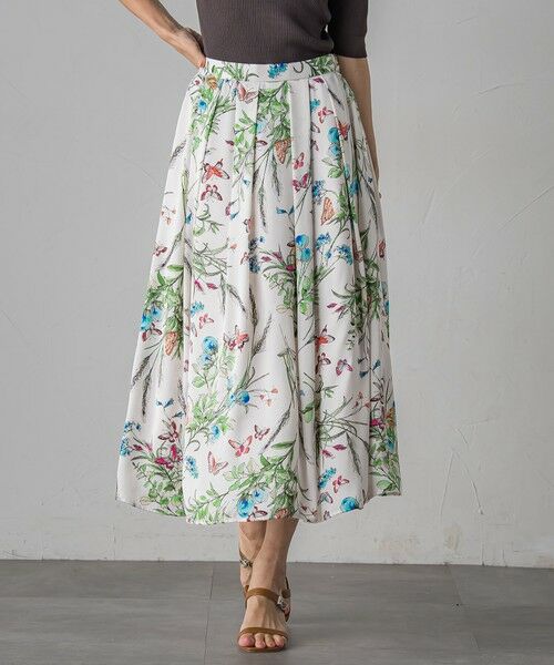 Viaggio Blu / ビアッジョブルー ミニ・ひざ丈スカート | バタフライプリントスカート≪洗濯機で洗える≫ | 詳細13