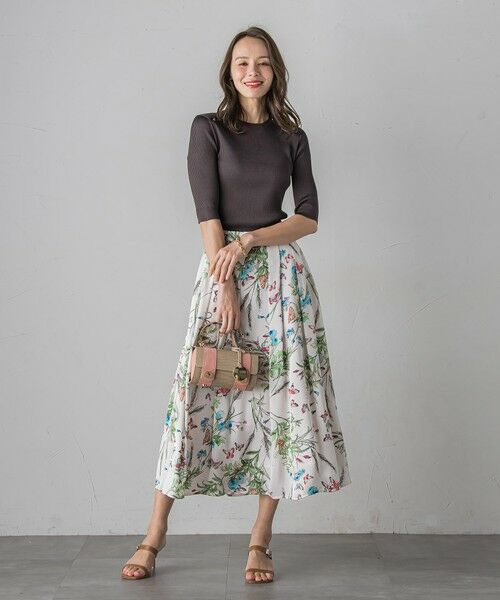 Viaggio Blu / ビアッジョブルー ミニ・ひざ丈スカート | バタフライプリントスカート≪洗濯機で洗える≫ | 詳細14