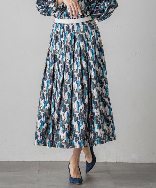 Viaggio Blu / ビアッジョブルー ミニ・ひざ丈スカート | ビルディング柄スカート≪洗濯機で洗える≫ | 詳細1