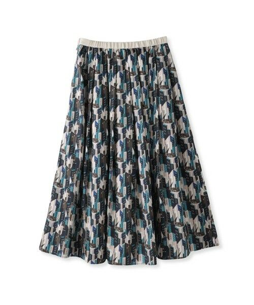 Viaggio Blu / ビアッジョブルー ミニ・ひざ丈スカート | ビルディング柄スカート≪洗濯機で洗える≫ | 詳細17