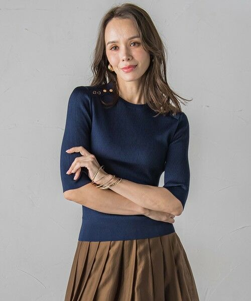 Viaggio Blu / ビアッジョブルー ニット・セーター | LUCINDAリブプルオーバー≪手洗い可能≫ | 詳細1