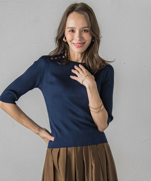 Viaggio Blu / ビアッジョブルー ニット・セーター | LUCINDAリブプルオーバー≪手洗い可能≫ | 詳細2