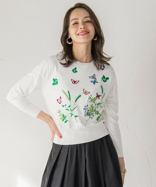 Viaggio Blu / ビアッジョブルー ニット・セーター | バタフライ刺繍ニット≪手洗い可能≫ | 詳細1