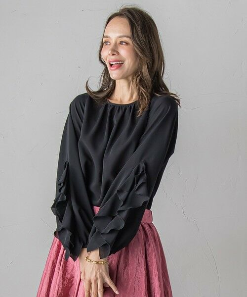 Viaggio Blu/ビアッジョブルー ラッフルブラウス&#8810;洗濯機で洗える&#8811; ブラック S