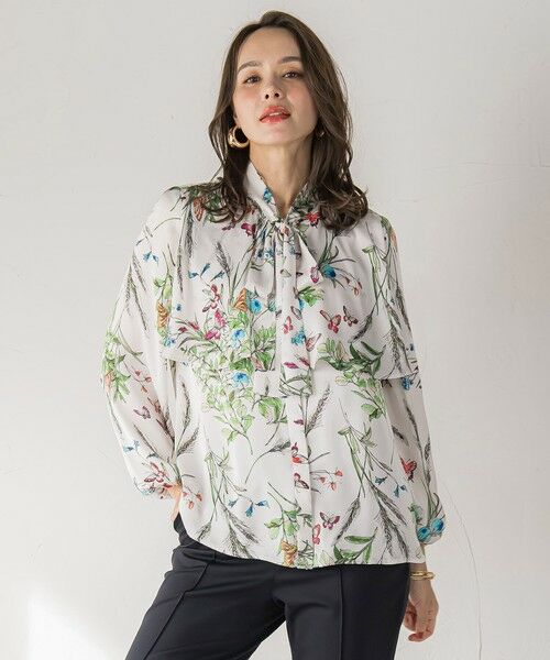 Viaggio Blu / ビアッジョブルー シャツ・ブラウス | バタフライプリントブラウス≪洗濯機で洗える≫ | 詳細1