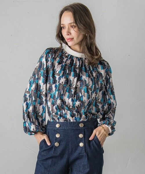 Viaggio Blu / ビアッジョブルー シャツ・ブラウス | ビルディング柄ブラウス≪洗濯機で洗える≫ | 詳細1