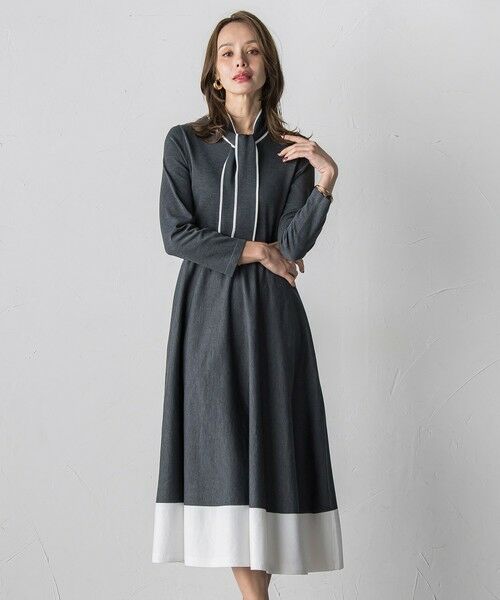 Viaggio Blu / ビアッジョブルー ロング・マキシ丈ワンピース | バイカラーニットワンピース≪手洗い可能≫ | 詳細1