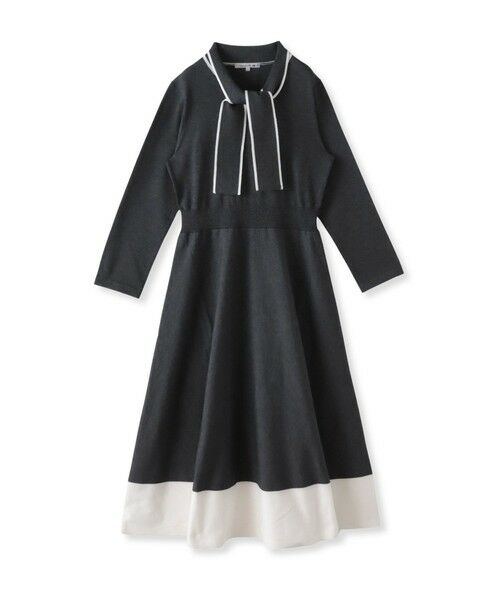 Viaggio Blu / ビアッジョブルー ロング・マキシ丈ワンピース | バイカラーニットワンピース≪手洗い可能≫ | 詳細7