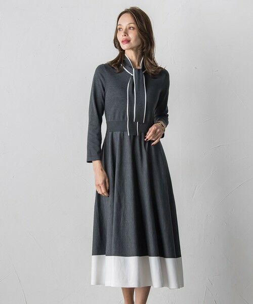 Viaggio Blu / ビアッジョブルー ロング・マキシ丈ワンピース | バイカラーニットワンピース≪手洗い可能≫ | 詳細2