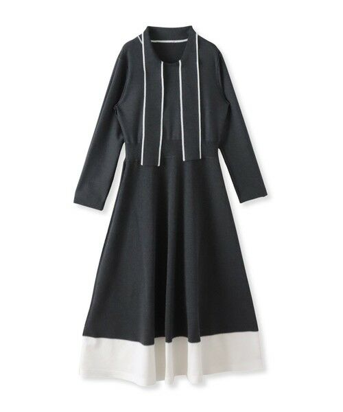 Viaggio Blu / ビアッジョブルー ロング・マキシ丈ワンピース | バイカラーニットワンピース≪手洗い可能≫ | 詳細14