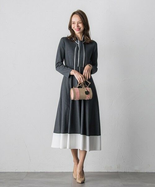 Viaggio Blu / ビアッジョブルー ロング・マキシ丈ワンピース | バイカラーニットワンピース≪手洗い可能≫ | 詳細3