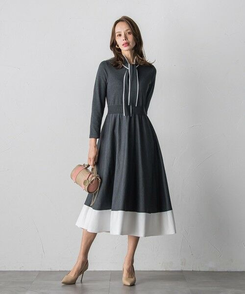 Viaggio Blu / ビアッジョブルー ロング・マキシ丈ワンピース | バイカラーニットワンピース≪手洗い可能≫ | 詳細4