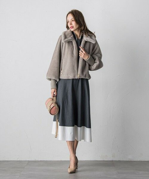 Viaggio Blu / ビアッジョブルー ロング・マキシ丈ワンピース | バイカラーニットワンピース≪手洗い可能≫ | 詳細5