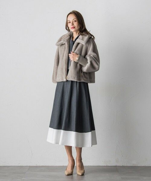 Viaggio Blu / ビアッジョブルー ロング・マキシ丈ワンピース | バイカラーニットワンピース≪手洗い可能≫ | 詳細6