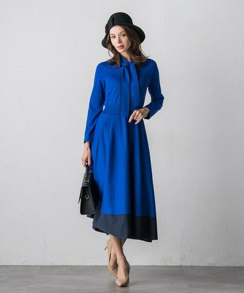 Viaggio Blu / ビアッジョブルー ロング・マキシ丈ワンピース | バイカラーニットワンピース≪手洗い可能≫ | 詳細18