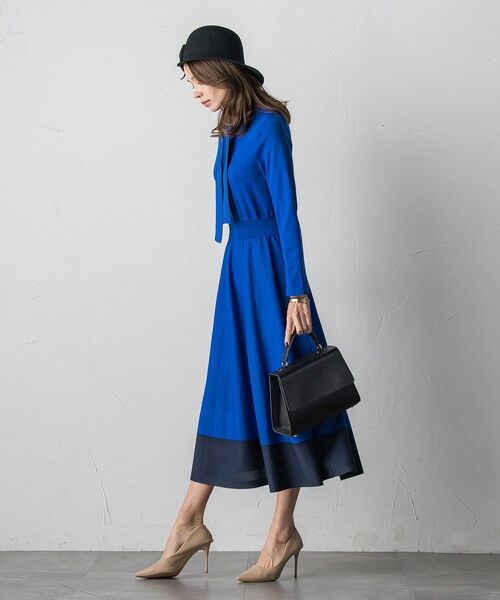 Viaggio Blu / ビアッジョブルー ロング・マキシ丈ワンピース | バイカラーニットワンピース≪手洗い可能≫ | 詳細19