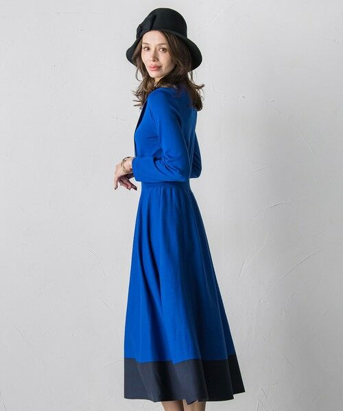 Viaggio Blu / ビアッジョブルー ロング・マキシ丈ワンピース | バイカラーニットワンピース≪手洗い可能≫ | 詳細16