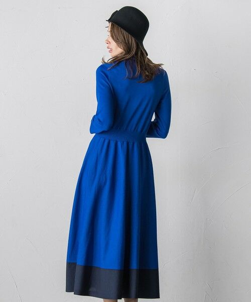 Viaggio Blu / ビアッジョブルー ロング・マキシ丈ワンピース | バイカラーニットワンピース≪手洗い可能≫ | 詳細17