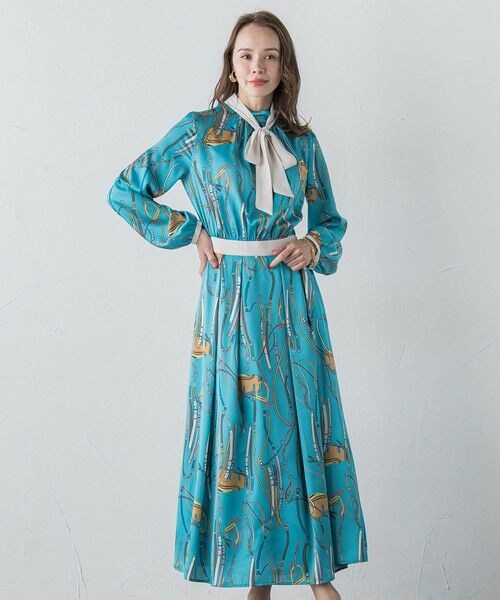 Viaggio Blu / ビアッジョブルー ロング・マキシ丈ワンピース | 馬具プリントワンピース≪手洗い可能≫ | 詳細9