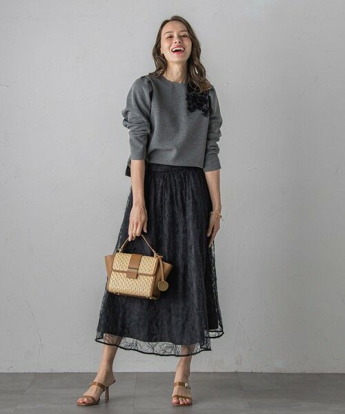 Viaggio Blu / ビアッジョブルー カットソー | フラワーモチーフダンボールトップス≪手洗い可能≫ | 詳細22