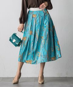 Viaggio Blu / ビアッジョブルー ミニ・ひざ丈スカート | 馬具プリントスカート≪手洗い可能≫