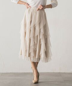 Viaggio Blu / ビアッジョブルー ミニ・ひざ丈スカート | 【新色追加】ラッフルチュールスカート