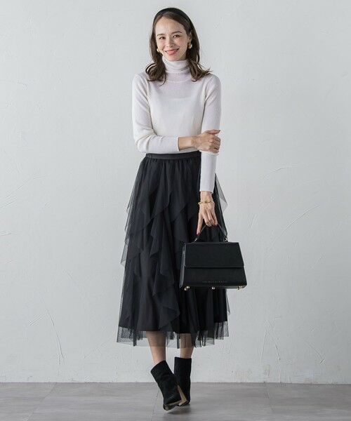 Viaggio Blu / ビアッジョブルー ミニ・ひざ丈スカート | ラッフルチュールスカート≪洗濯機で洗える≫ | 詳細10