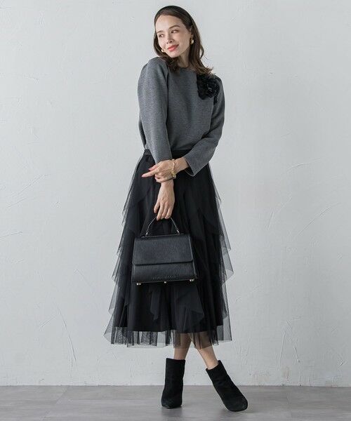 Viaggio Blu / ビアッジョブルー ミニ・ひざ丈スカート | ラッフルチュールスカート≪洗濯機で洗える≫ | 詳細12