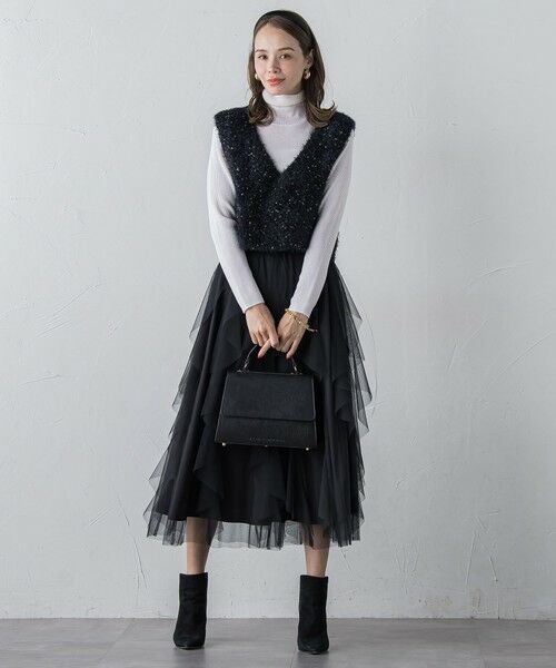 Viaggio Blu / ビアッジョブルー ミニ・ひざ丈スカート | ラッフルチュールスカート≪洗濯機で洗える≫ | 詳細14