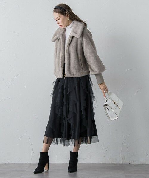 Viaggio Blu / ビアッジョブルー ミニ・ひざ丈スカート | ラッフルチュールスカート≪洗濯機で洗える≫ | 詳細17