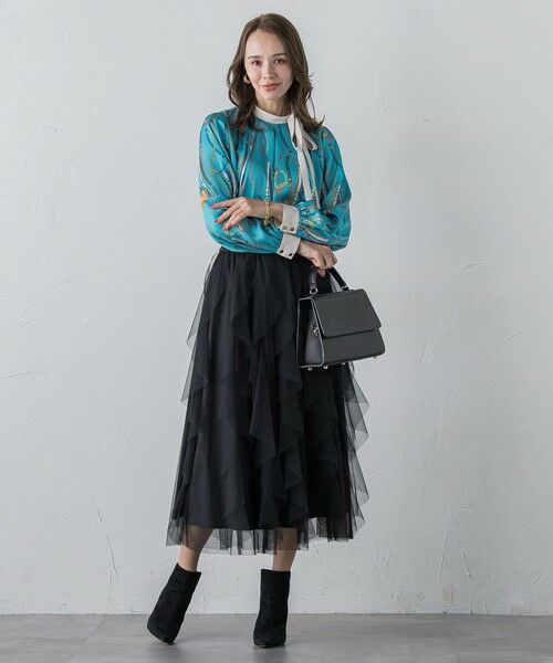 Viaggio Blu / ビアッジョブルー ミニ・ひざ丈スカート | ラッフルチュールスカート≪洗濯機で洗える≫ | 詳細18