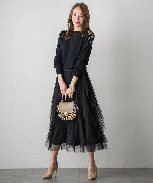 Viaggio Blu / ビアッジョブルー ミニ・ひざ丈スカート | ラッフルチュールスカート≪洗濯機で洗える≫ | 詳細2