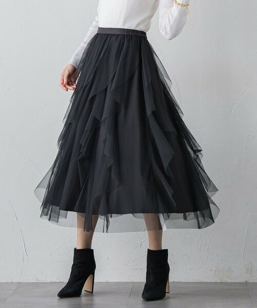 Viaggio Blu / ビアッジョブルー ミニ・ひざ丈スカート | ラッフルチュールスカート≪洗濯機で洗える≫ | 詳細8