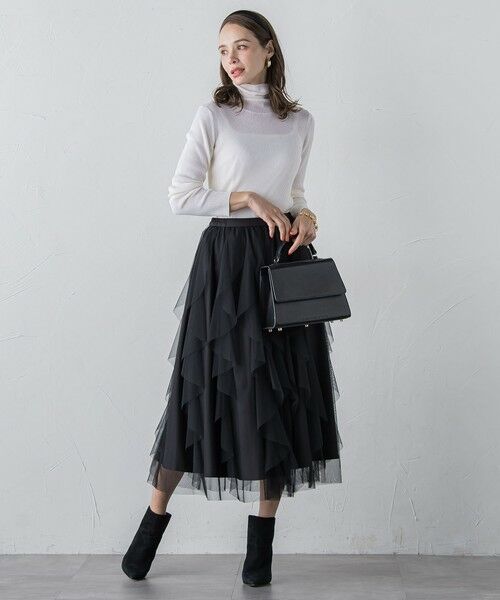 Viaggio Blu / ビアッジョブルー ミニ・ひざ丈スカート | ラッフルチュールスカート≪洗濯機で洗える≫ | 詳細9
